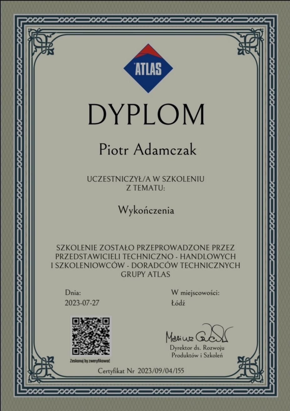 Certyfikowany wykonawca firmy ATLAS.