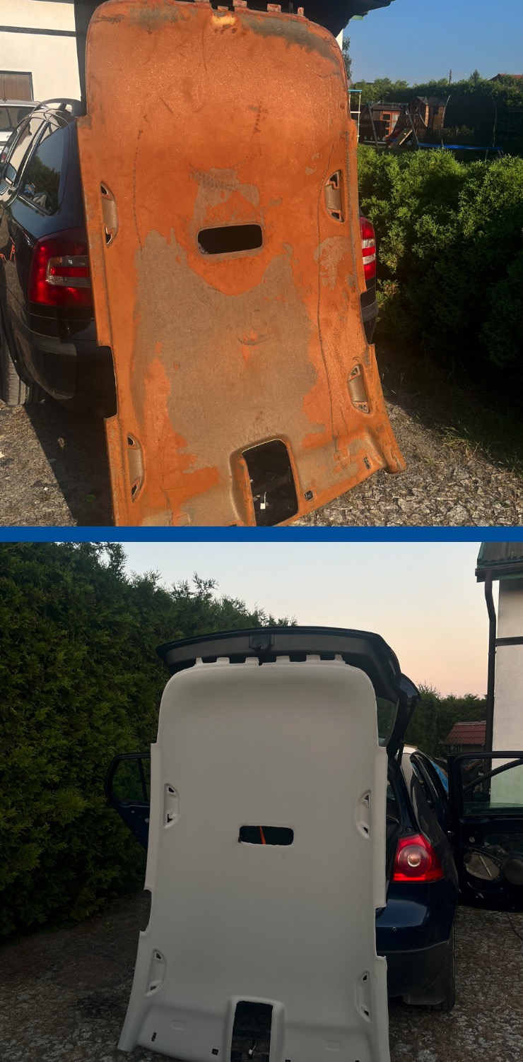 Wymiana materiału podsufitka Golf 5