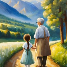 Jedna z grafik do mojej autorskiej książki, grafika przedstawia mnie jako małe dziecko oraz mojego dziadka. 