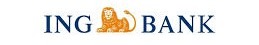 Logo ING Bank z wizerunkiem lwa w kolorze pomarańczowym, umieszczone obok nazwy banku w kolorze granatowym.