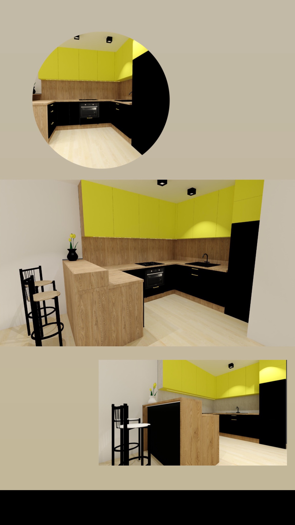 Wizualizacja kuchni z frontami akrylowymi