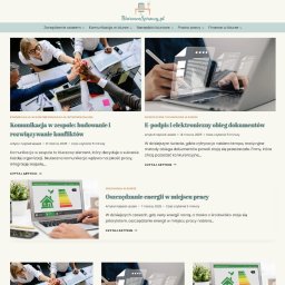 Kaminski.link - Strona internetowa biura z artykułami o komunikacji, e-podpisie i oszczędzaniu energii. Widoczne nagłówki, zdjęcia i odnośniki do artykułów.