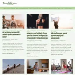 Układ strony internetowej o tematyce sportowej z artykułami o fitnessie i zdrowym stylu życia. Estetyczny design strony z Twardej.