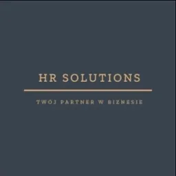 Logo firmy HR Solutions na ciemnym tle, z hasłem 'Twój partner w biznesie' zapisanym poniżej nazwy.