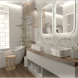 projekt łazienki z wolnostojącą wanną