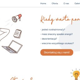 Web-Harmony Jarosław Blaut - Strona internetowa z ilustracją kobiety w stresie z powodu bałaganu, pytania o potrzebę porządkowania i przycisk 'Skontaktuj się z nami!'