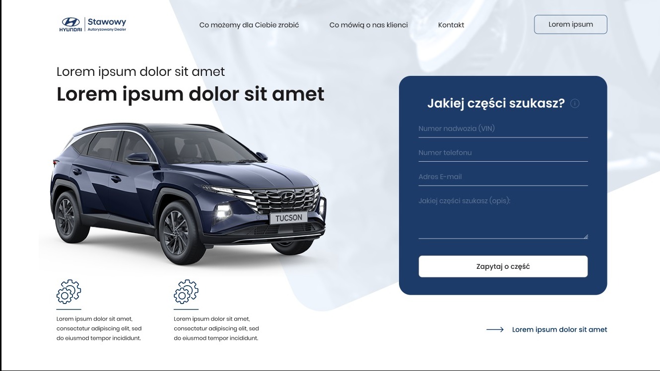 Projekt strony internetowej Landing-Page dla Hyundai Stawowy