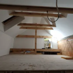 Zabudowa poddasza na antresoli, przy obróbce jętek. Oraz postawienie na antresoli ścian działowych