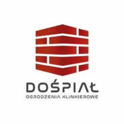 Logo firmy 'DOŚPIAŁ OGRODZENIA KLINKIEROWE' z motywem muru z czerwonej cegły klinkierowej.