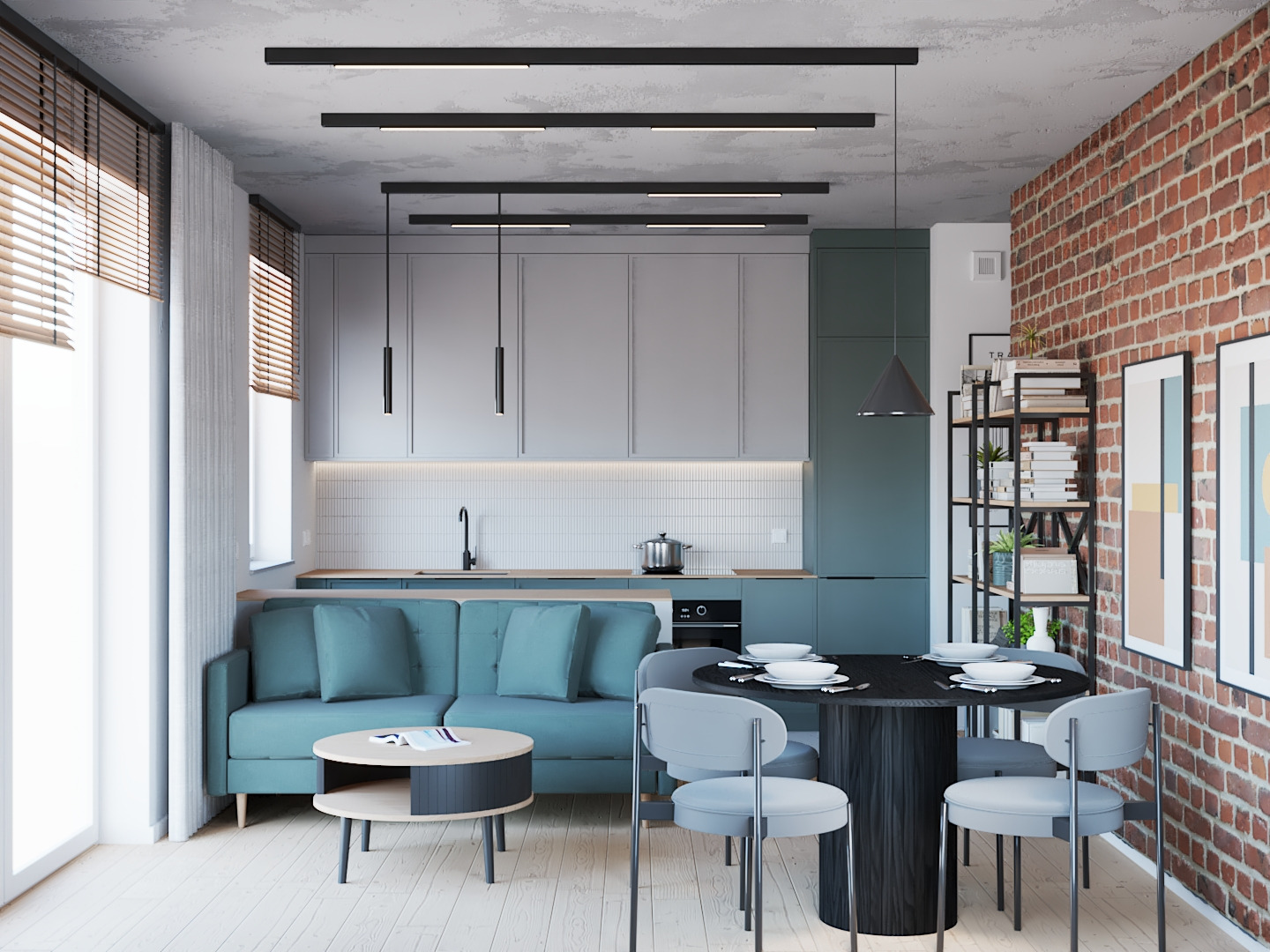 Projekt Salonu z aneksem | Styl Loft