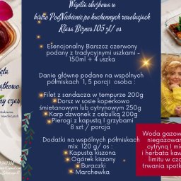 Wigilia służbowa biznes 105 zł Dania serwowane na wspólnych półmiskach