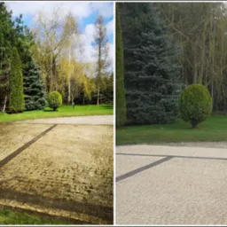 mycie kostki przed i po