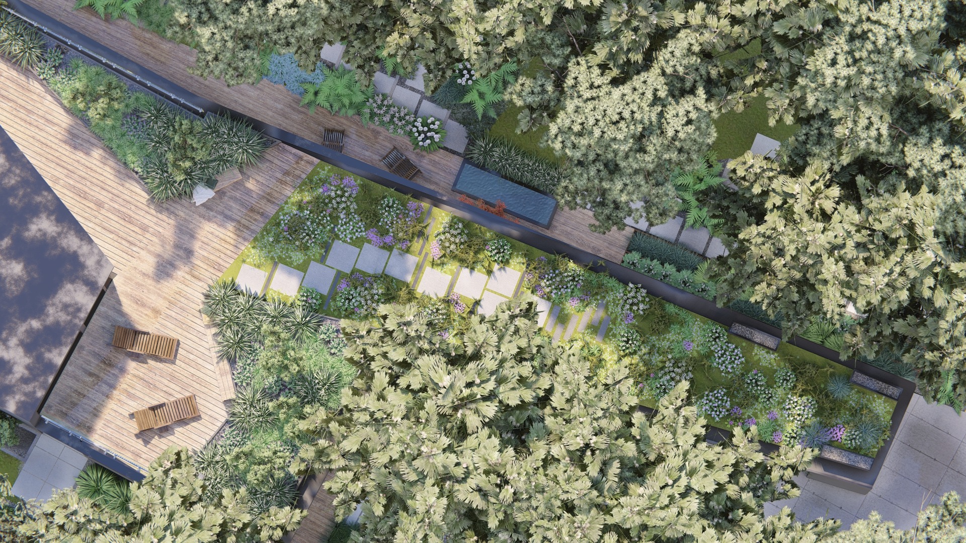 Projekt ogrodu w cieniu sosen