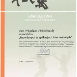 Certyfikat 'Bazy danych w aplikacjach internetowych'