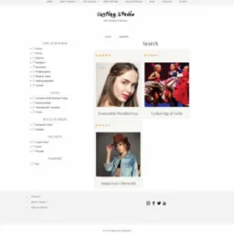 Strona internetowa agencji castingowej z filtrami po lewej stronie i trzema zdjęciami modelek z ocenami gwiazdkowymi. Filtry obejmują typ działalności, gatunek, miejsce pochodzenia i paszport.