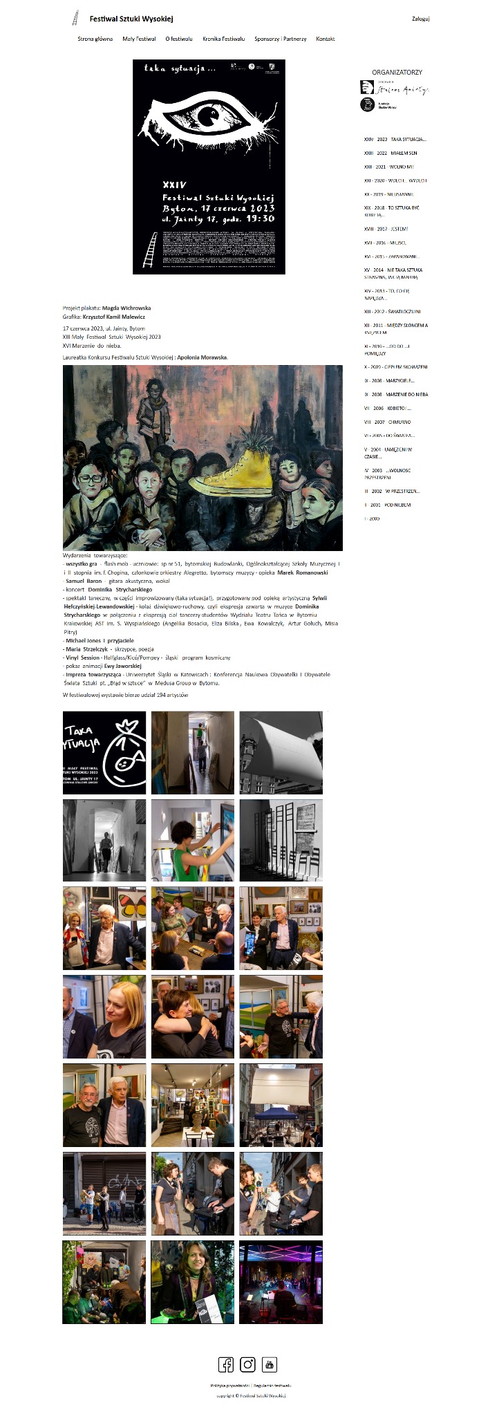 Strona festiwalu sztuki wysokiej. Archiwum wszystkich festiwali + Aplikacja dla rejestracje uczestników festiwalu.
