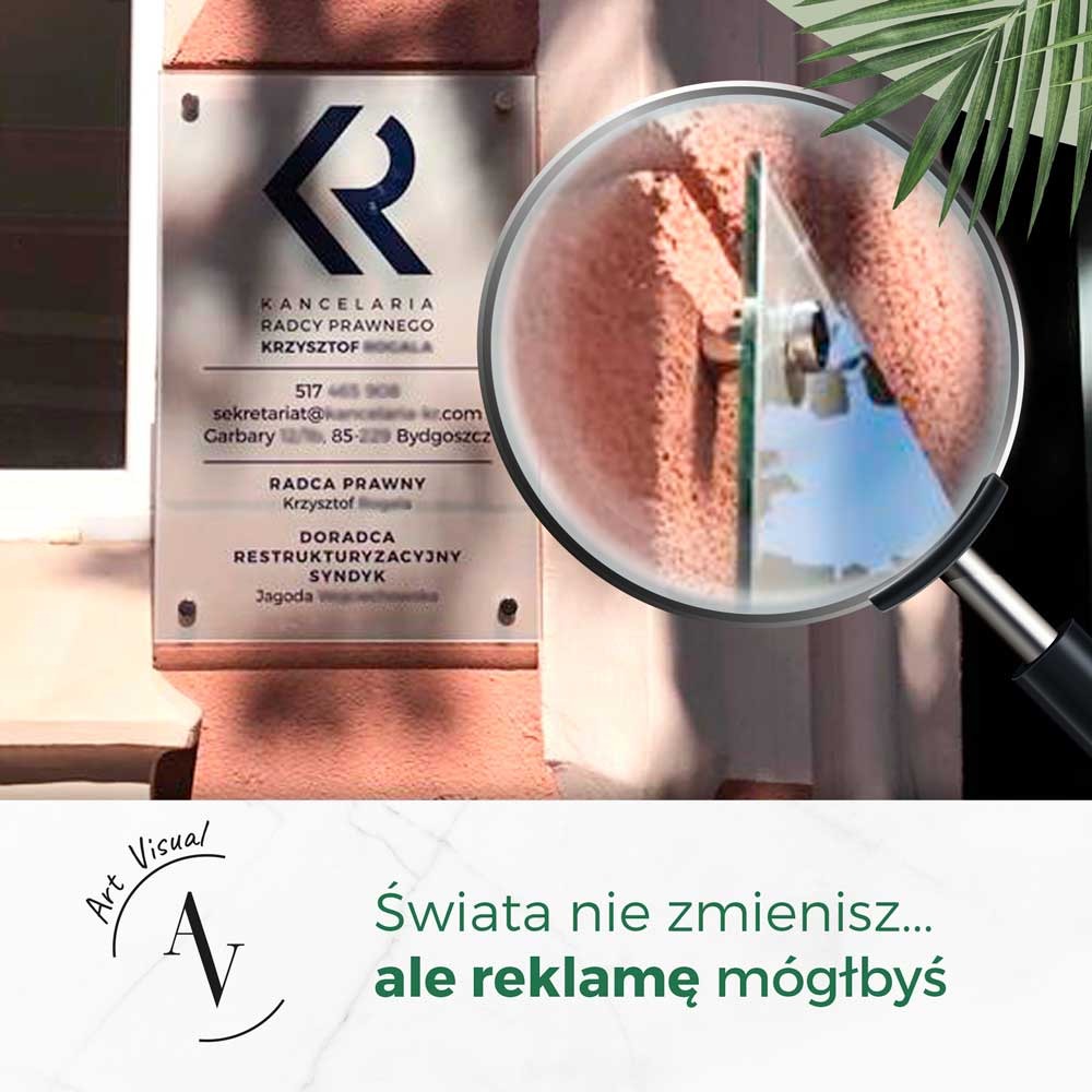 Tabliczki informacyjne ze szkła, płyty dibond i PCV