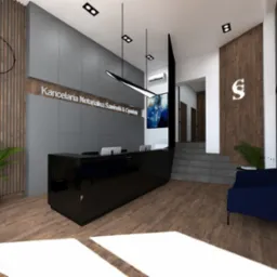 Wnętrza komercyjne - Kancelaria Notarialna w Szczecinie. Kompleksowy projekt wnętrz z koordynacją zamówień.