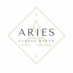 Logo firmy ARIES Łukasz Baran w kształcie rombu z literą A stylizowaną na instalację sanitarną.
