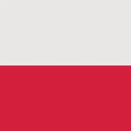 Flaga Polski: biało-czerwony prostokąt.