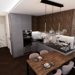 Projekt wnętrza kuchni wraz z układem funkcjonalnym i wizualizacją