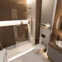 Projekt wnętrza łazienki wraz z układem funkcjonalnym i wizualizacją