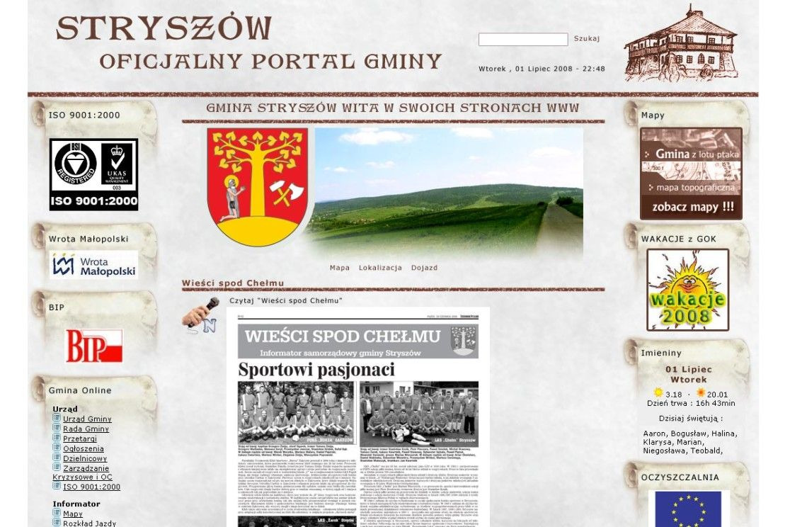 Portal informacyjny gminy Stryszów wykonany w 2007 roku.