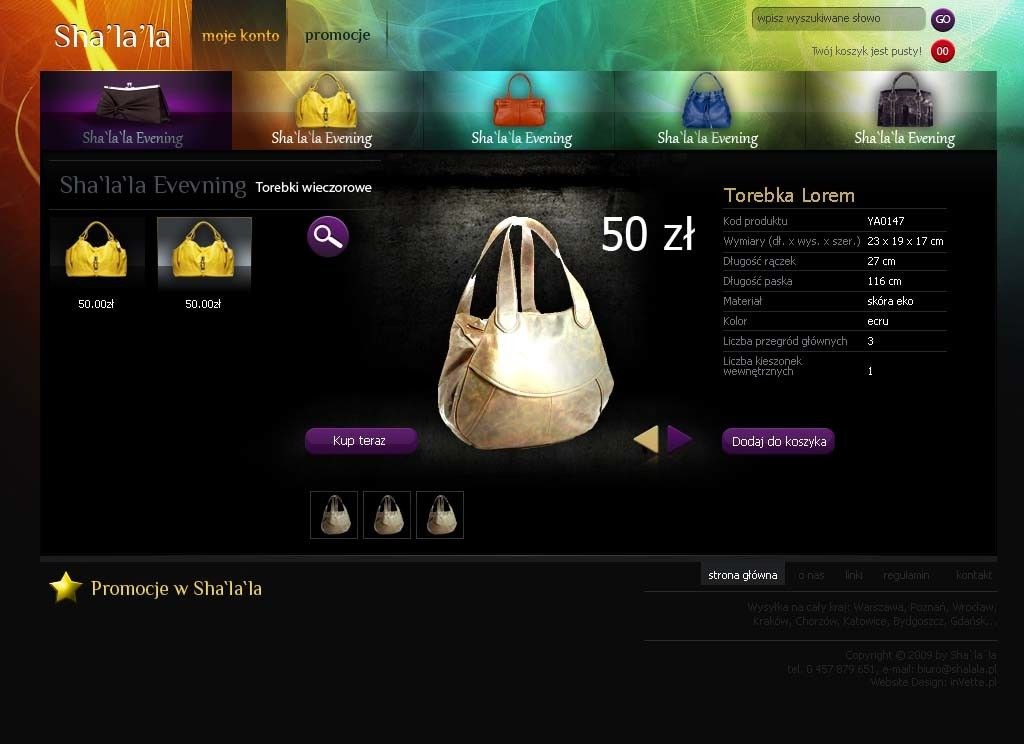 Sklep internetowy z torebkami wykonany w 2008 roku.