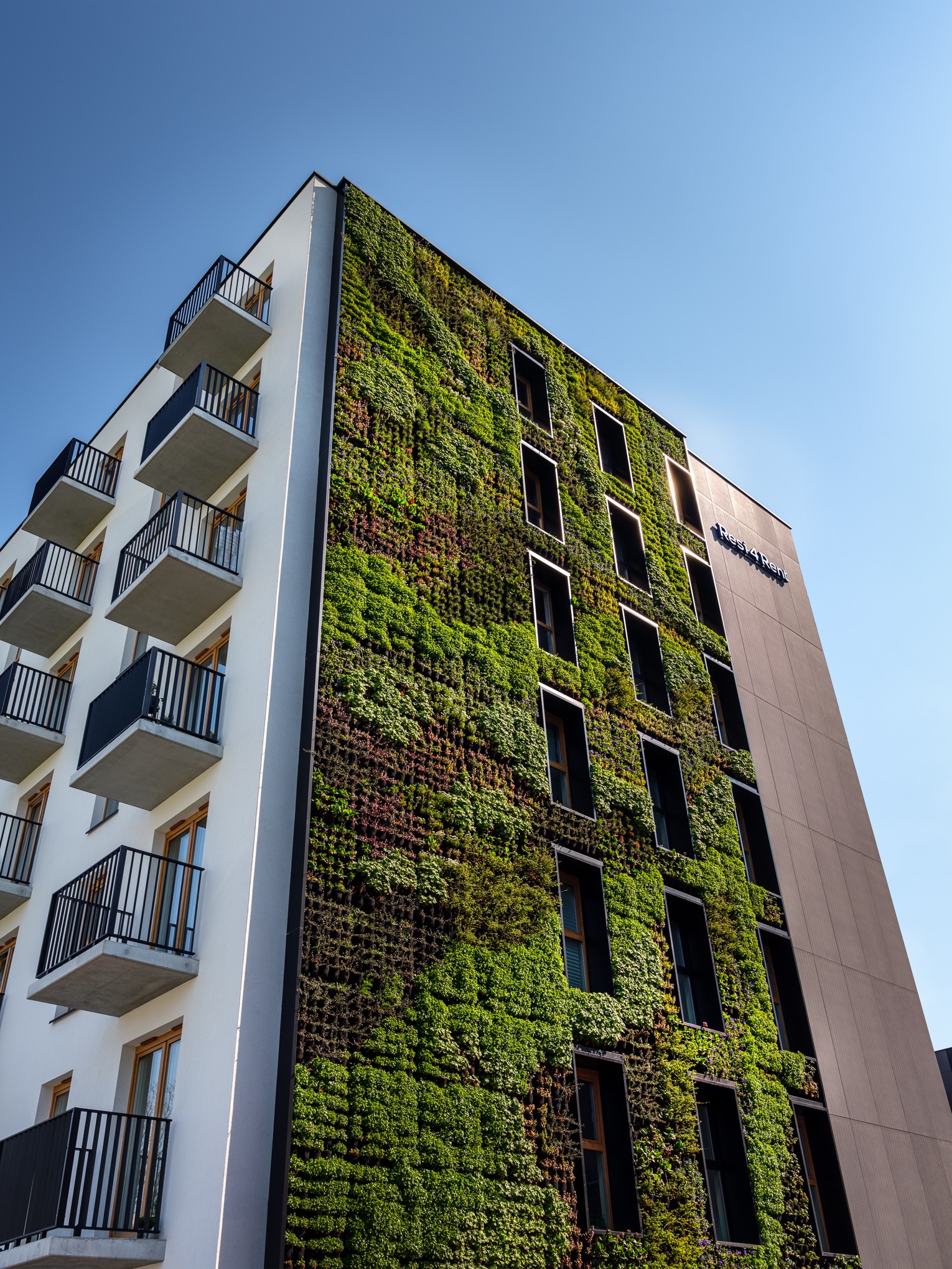 zielona ściana na budynku Resi4Rent