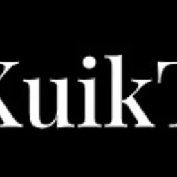 Logo firmy KuikTax na czarnym tle, białe litery i stylizowany symbol po lewej stronie.