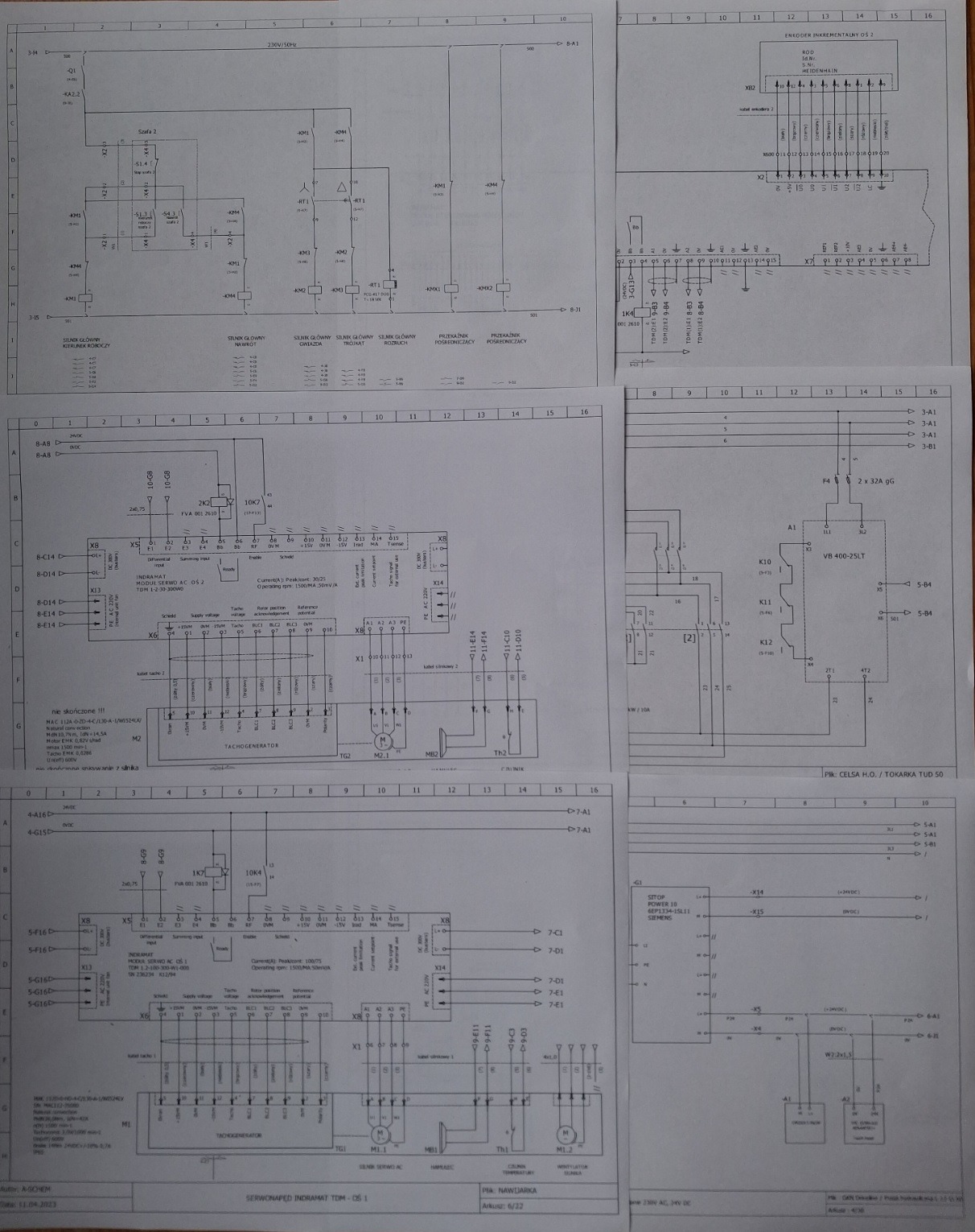 Schematy elektryczne maszyn przemysłowych z Poręby. Układ połączeń, schematy od podstaw w PDF. Widoczne oznaczenia, symbole i opisy techniczne.