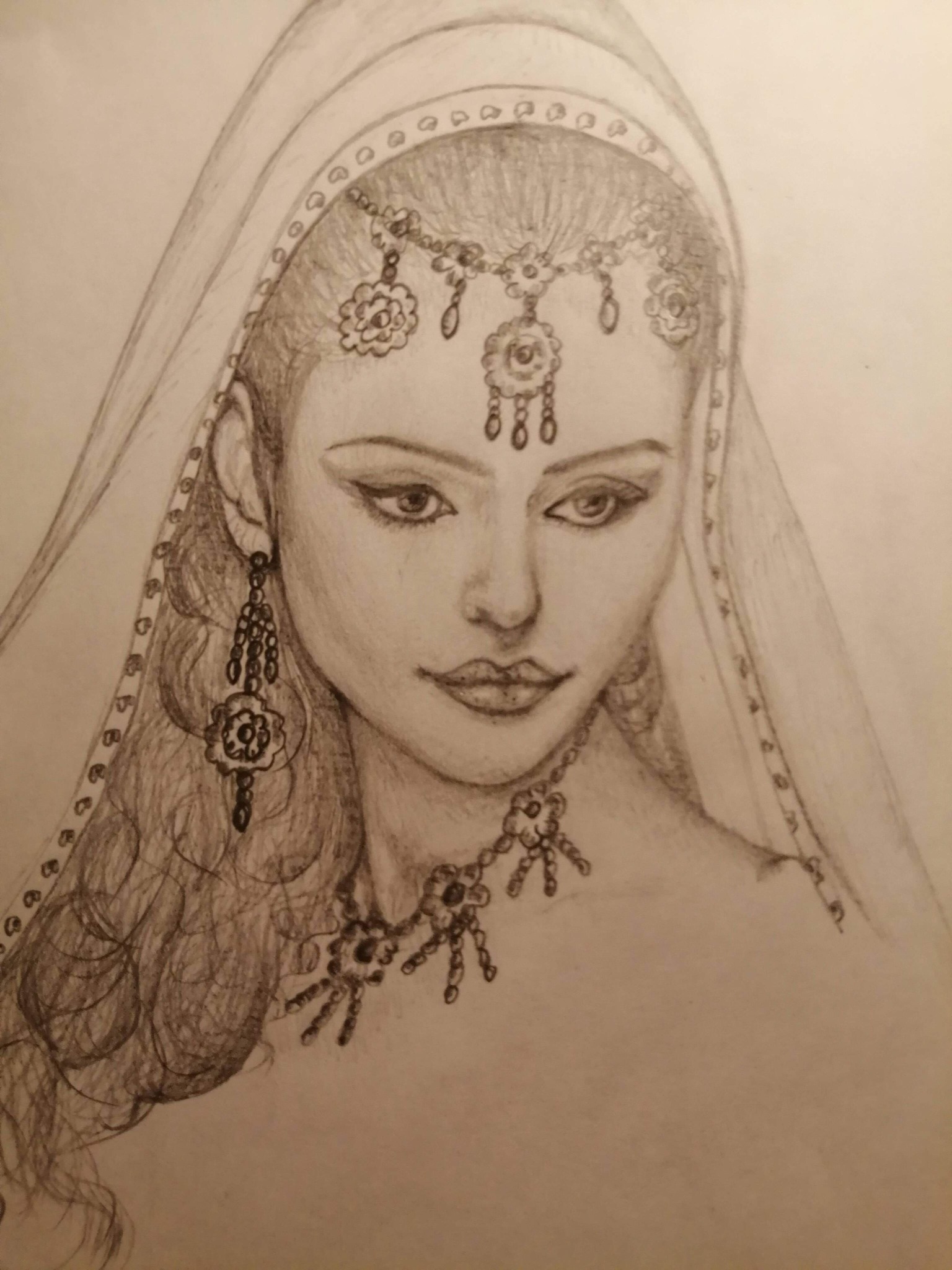 'Арабская принцесса Дария', графитный карандаш.