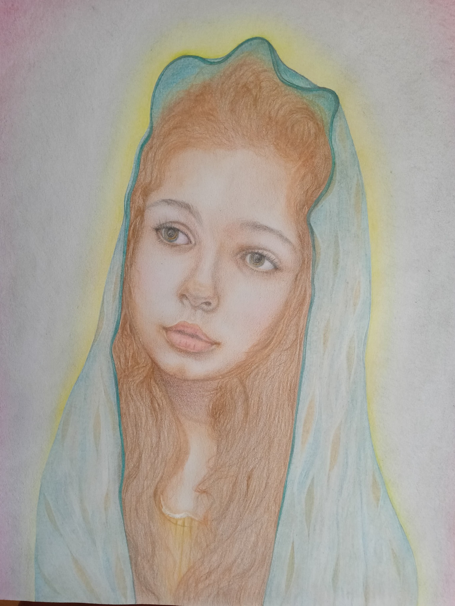 'Под покровительством Небес', Формат А3, пастельные и акварельные карандаши.