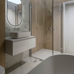 Ta elegancka łazienka była nie lada wyzwaniem z uwagi na to, że znajduje się na poddaszu ze skosami. Jednak efekt finalny - elegancja i ponadczasowość same się bronią! 