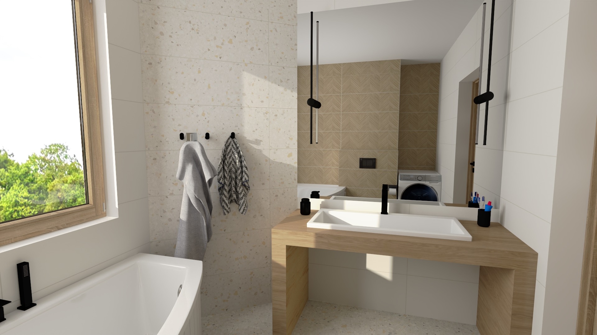 Prosta łazienka w jasnych barwach - założeniem było wprowadzenie drobnych zmian.