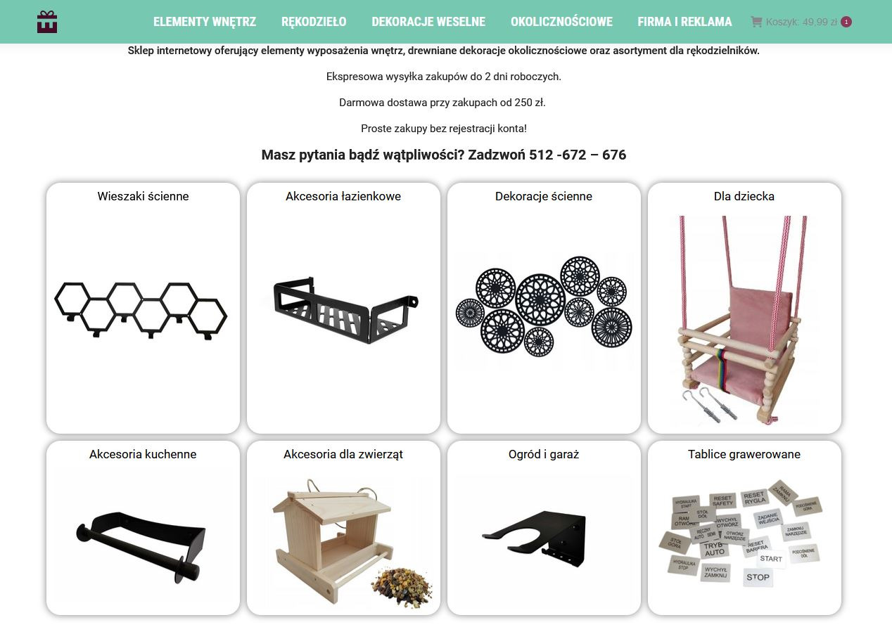 Przykładowy sklep internetowy wykonany wraz z logotypem