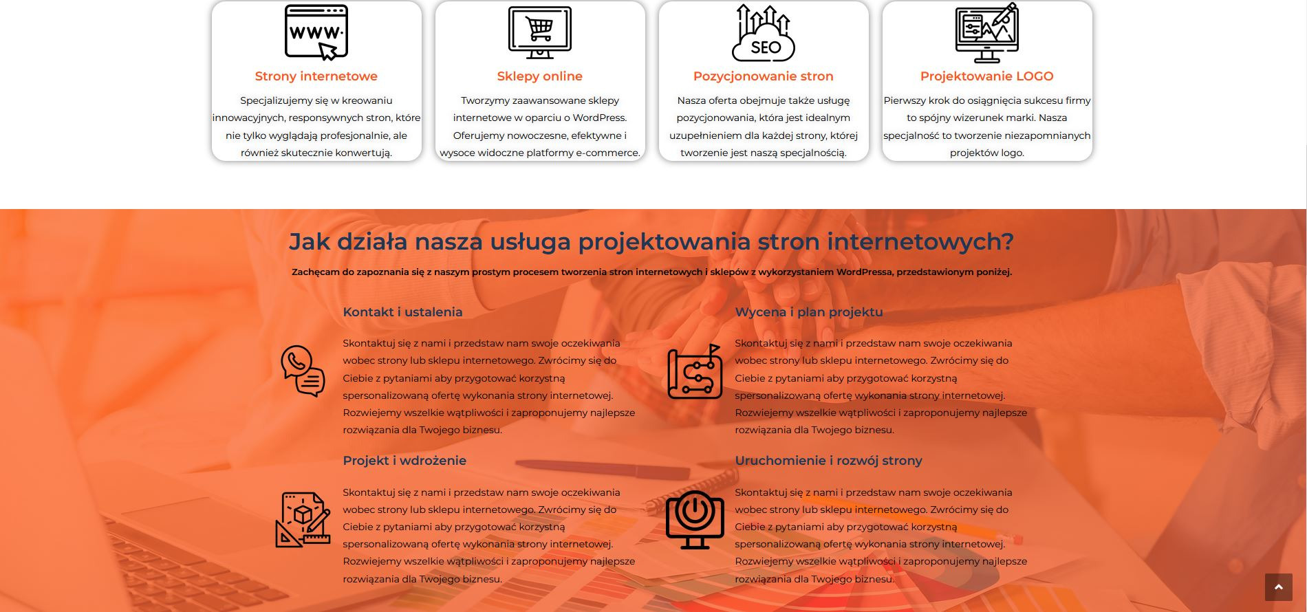 Oferuję projektowanie stron internetowych wizytówek, onepage, sklepów internetowych, blogów w oparciu od CMS WordPress