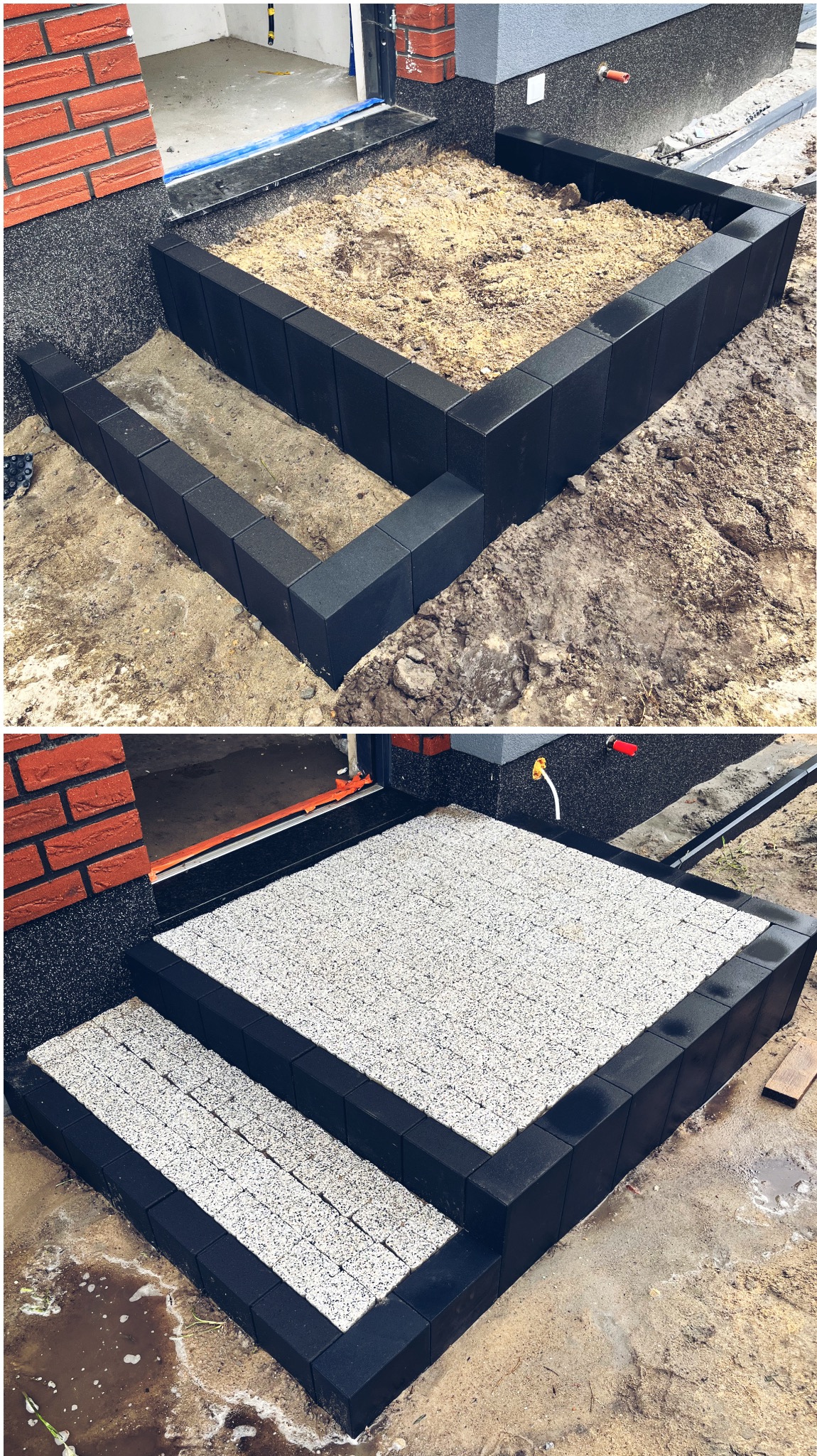 Dwudniowe podesty wejściowe i tarasowe 🔷 palisada Hestra 🔷 palisada Livio 🔷 kostka brukowa Piccola Elegante, płukana