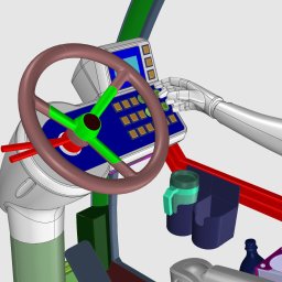 Projekt wzorniczy samojezdnego żurawia terenowego dla firmy ZBUD. Projekt obejmował opracowanie sylwetki podwozia, osłon przedziału silnika, kabiny opreratora, panelu sterowniczego - wirtualny model kabiny i kokpitu, analiza VR
