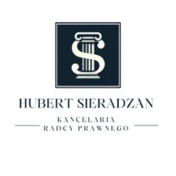 Logo Kancelarii Radcy Prawnego Hubert Sieradzan z kolumną w kształcie litery S w granatowej ramce.