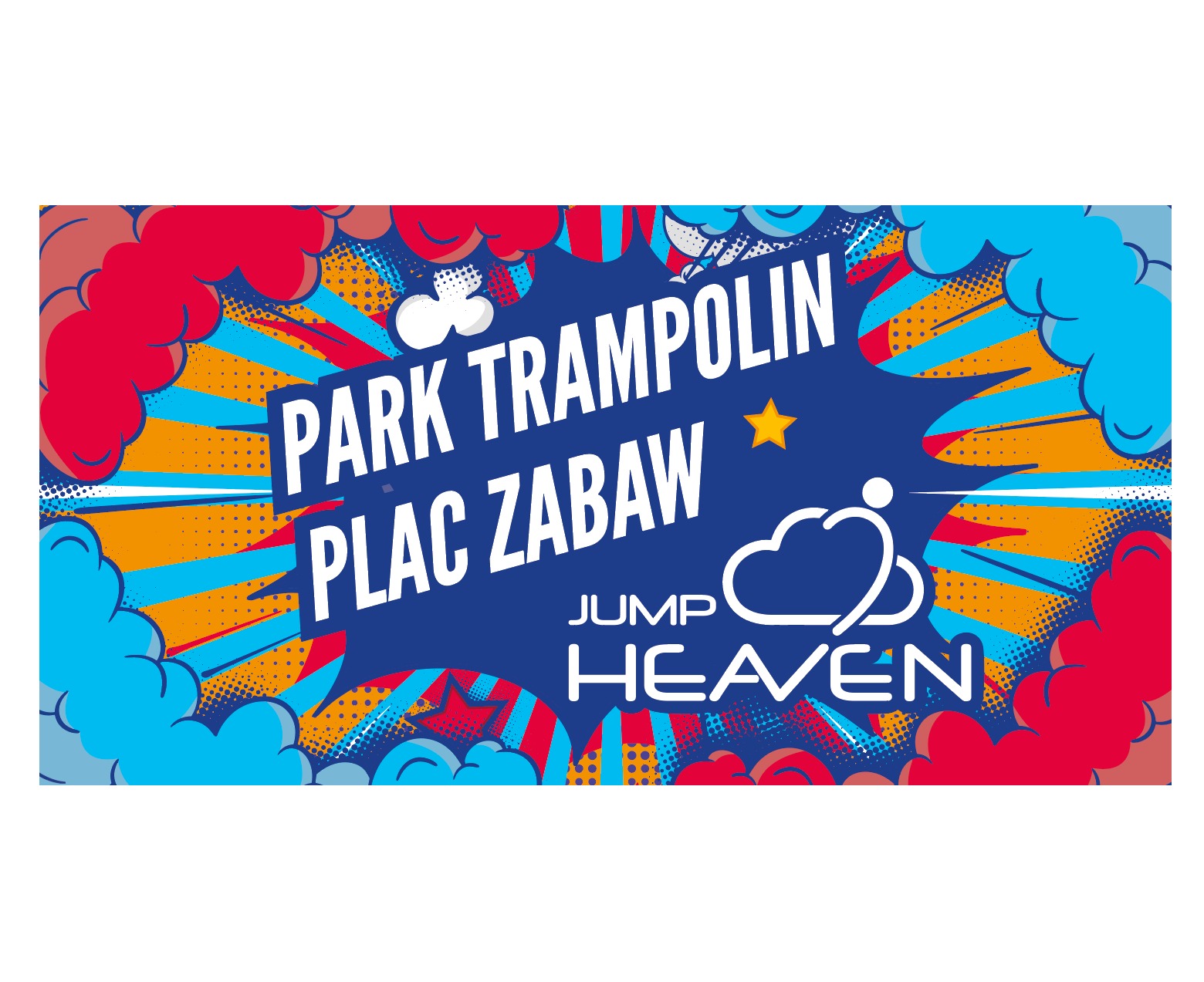 Baner i część całej indentyfikacji wizualnej dla Parku Trampolin