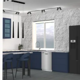 Wizualizacja kuchni w mieszkaniu w Warszawie.