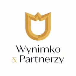 Logo firmy 'Wynimko & Partnerzy' w kolorystyce złoto-granatowej, przedstawiające stylizowany herb w formie litery U, umieszczone nad nazwą firmy napisaną elegancką czcionką.
