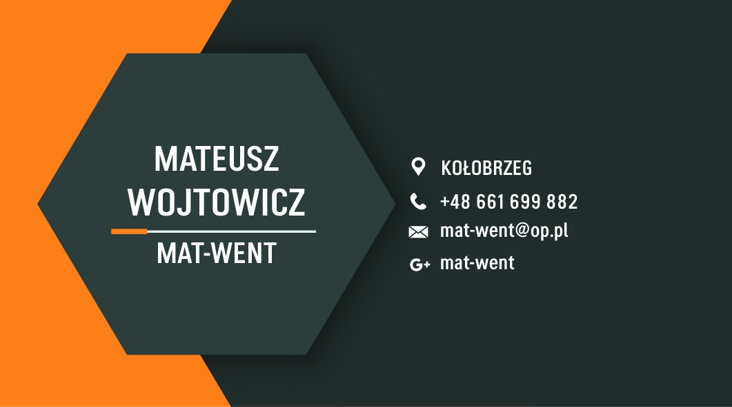 Wizytówka firmy Mat-Went z danymi kontaktowymi: imię i nazwisko Mateusz Wojtowicz, adres Kołobrzeg, numer telefonu +48 661 699 882, adres e-mail mat-went@op.pl, profil Google+ mat-went.