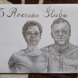 Kamila Sokołowska - Portret dwóch osób- zamówienie. Wykonany ołówkami (Hb-8B)