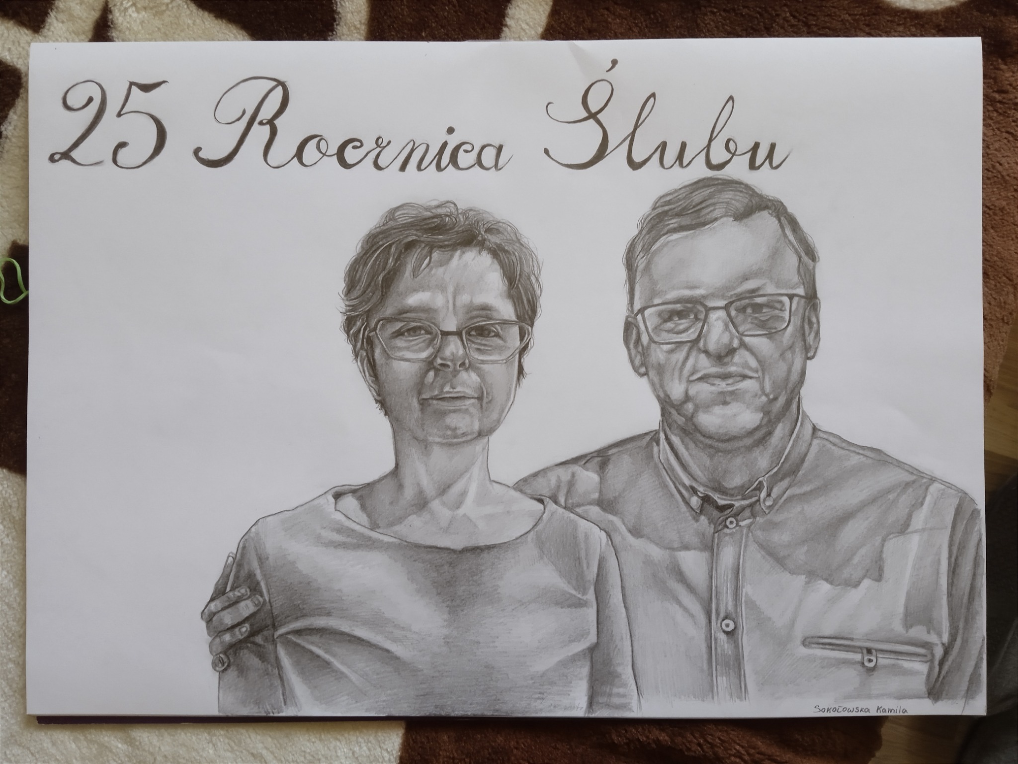 Portret dwóch osób- zamówienie. Wykonany ołówkami (Hb-8B)
