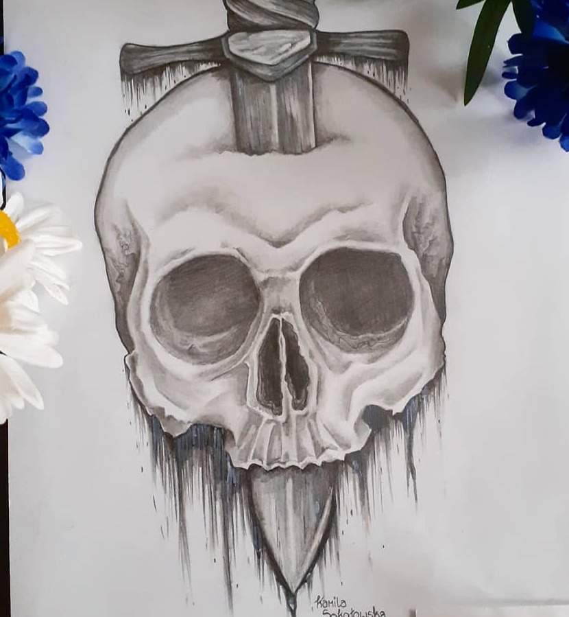 Projekt tatuażu- zamówienie. Wykonany ołówkami oraz pisakami.