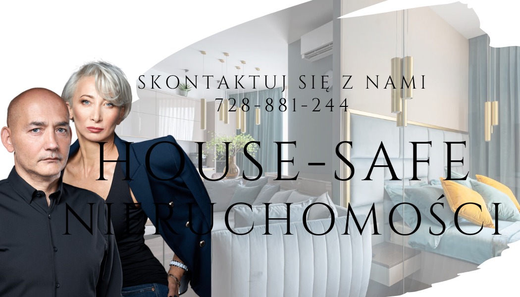 Portret dwojga elegancko ubranych agentów nieruchomości na tle luksusowego apartamentu z nowoczesnym oświetleniem i pastelową kolorystyką.