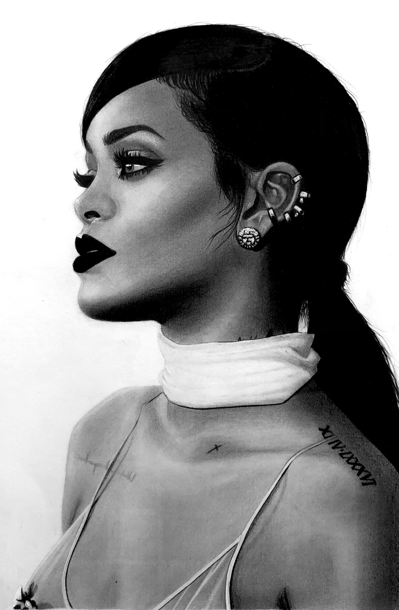Rihanna portret A4 - ołówek. wrzesień 2022