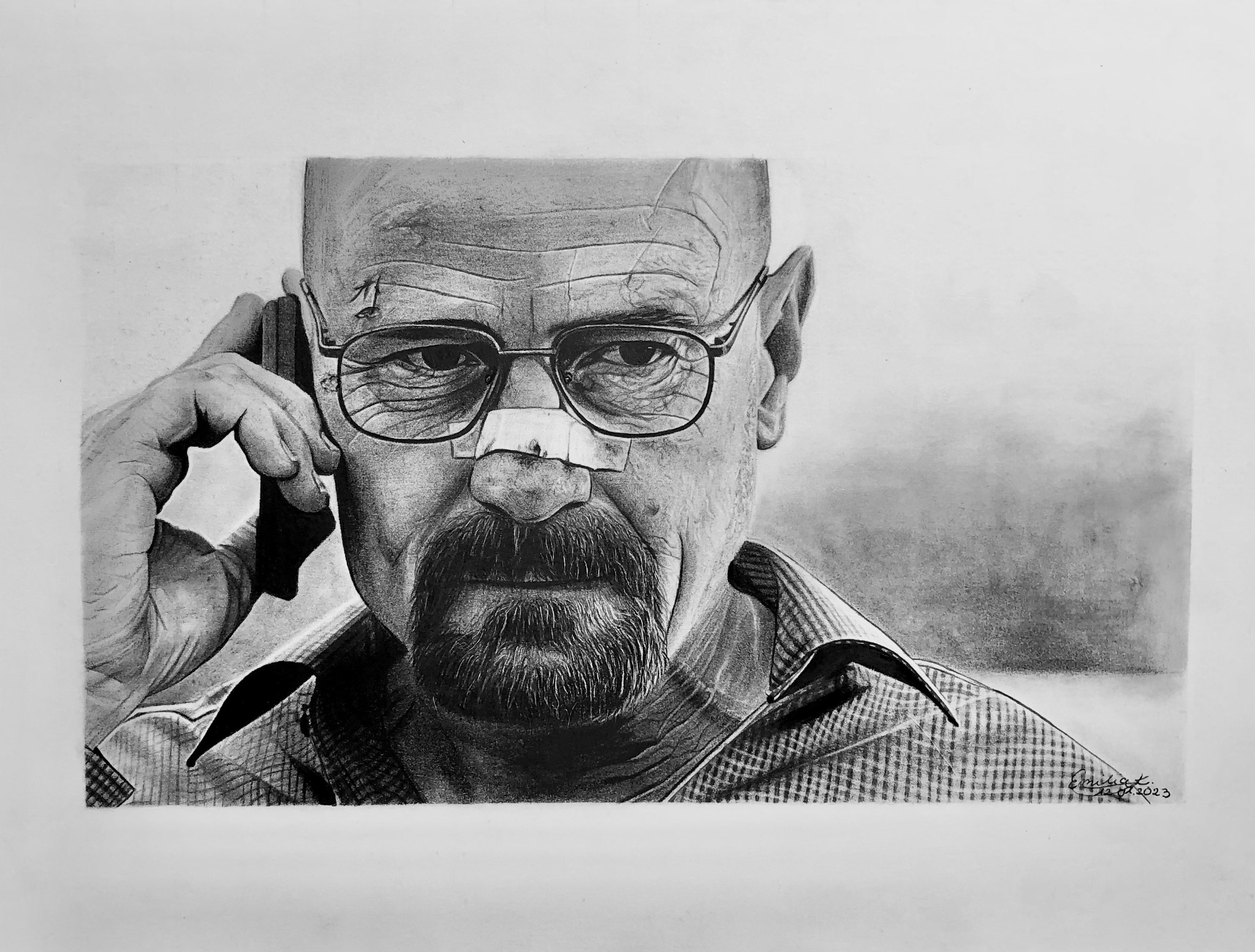 Rysunek sceny z serialu 'Breaking Bad' - format A4, ołówek. Serdecznie polecam :)) styczeń 2021